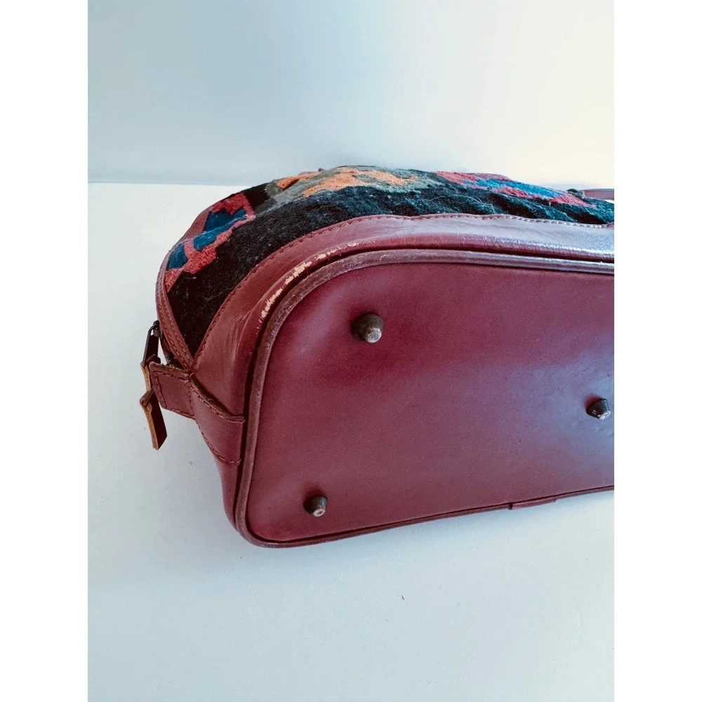 Kilim Rug Leather Satchel Crossbody Bag Boho Southwestern Tribal Purse